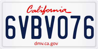 CA license plate 6VBV076
