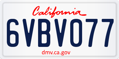 CA license plate 6VBV077