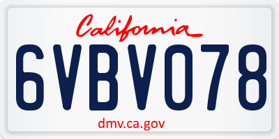 CA license plate 6VBV078