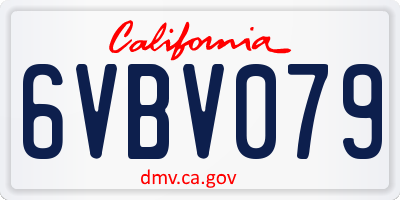 CA license plate 6VBV079