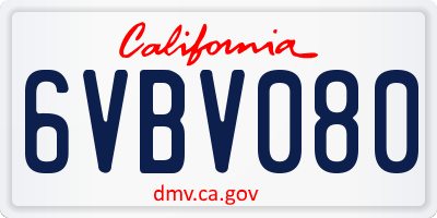 CA license plate 6VBV080