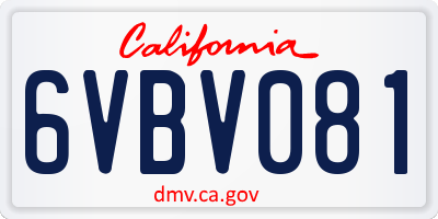 CA license plate 6VBV081
