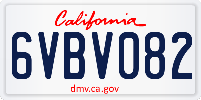 CA license plate 6VBV082