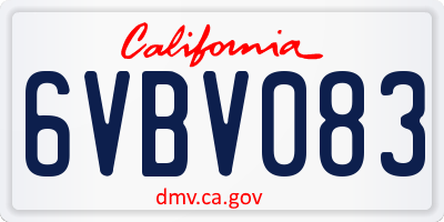 CA license plate 6VBV083