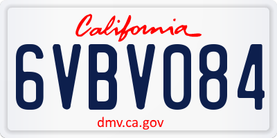 CA license plate 6VBV084