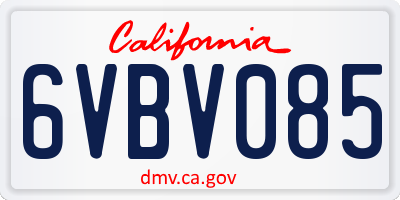 CA license plate 6VBV085