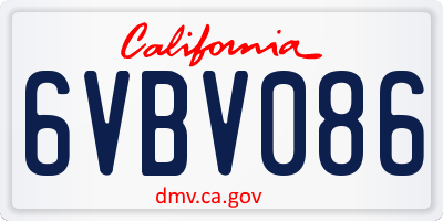 CA license plate 6VBV086