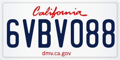 CA license plate 6VBV088