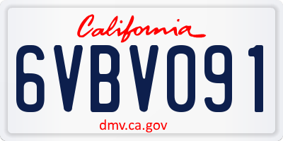CA license plate 6VBV091