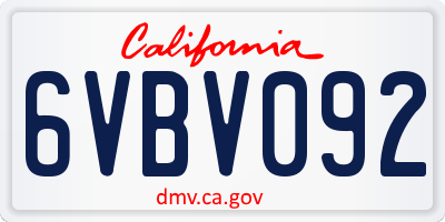 CA license plate 6VBV092
