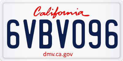 CA license plate 6VBV096