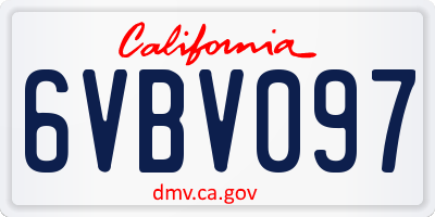 CA license plate 6VBV097