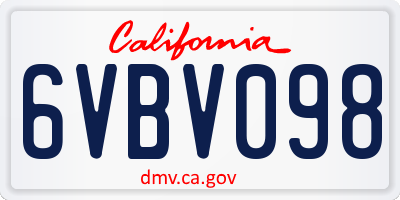 CA license plate 6VBV098