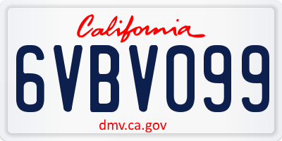 CA license plate 6VBV099