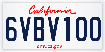 CA license plate 6VBV100