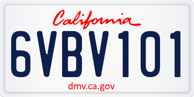 CA license plate 6VBV101