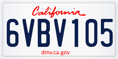 CA license plate 6VBV105
