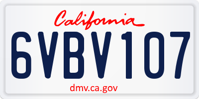 CA license plate 6VBV107