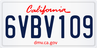 CA license plate 6VBV109