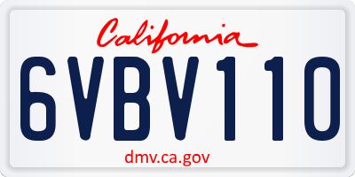 CA license plate 6VBV110