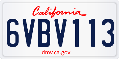 CA license plate 6VBV113