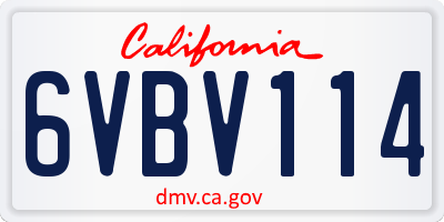 CA license plate 6VBV114