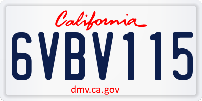 CA license plate 6VBV115