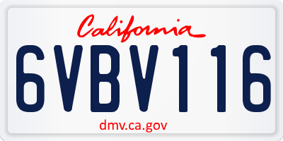CA license plate 6VBV116
