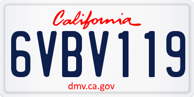 CA license plate 6VBV119