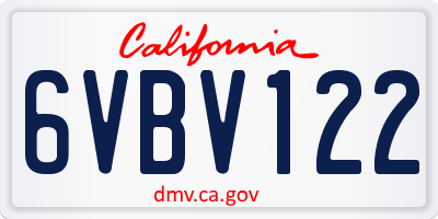 CA license plate 6VBV122