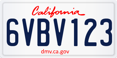 CA license plate 6VBV123