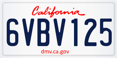 CA license plate 6VBV125