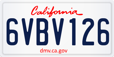 CA license plate 6VBV126
