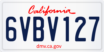 CA license plate 6VBV127