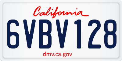 CA license plate 6VBV128