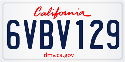CA license plate 6VBV129