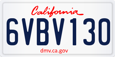 CA license plate 6VBV130