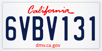 CA license plate 6VBV131