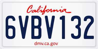 CA license plate 6VBV132