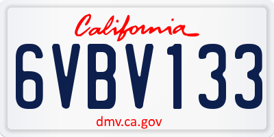 CA license plate 6VBV133