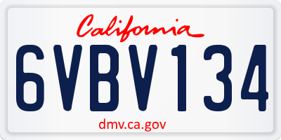 CA license plate 6VBV134