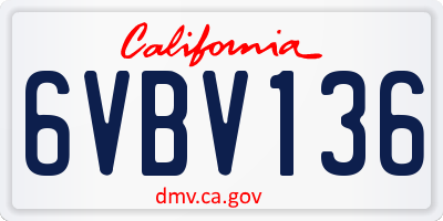CA license plate 6VBV136