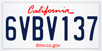 CA license plate 6VBV137