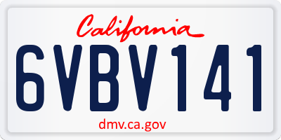 CA license plate 6VBV141