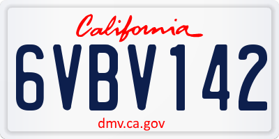CA license plate 6VBV142