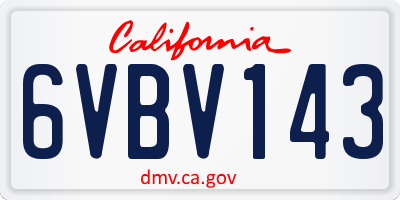 CA license plate 6VBV143
