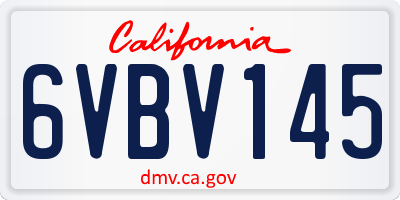 CA license plate 6VBV145