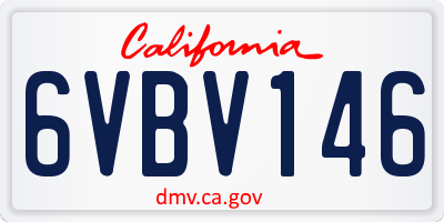 CA license plate 6VBV146