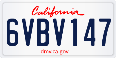 CA license plate 6VBV147