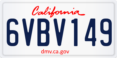CA license plate 6VBV149